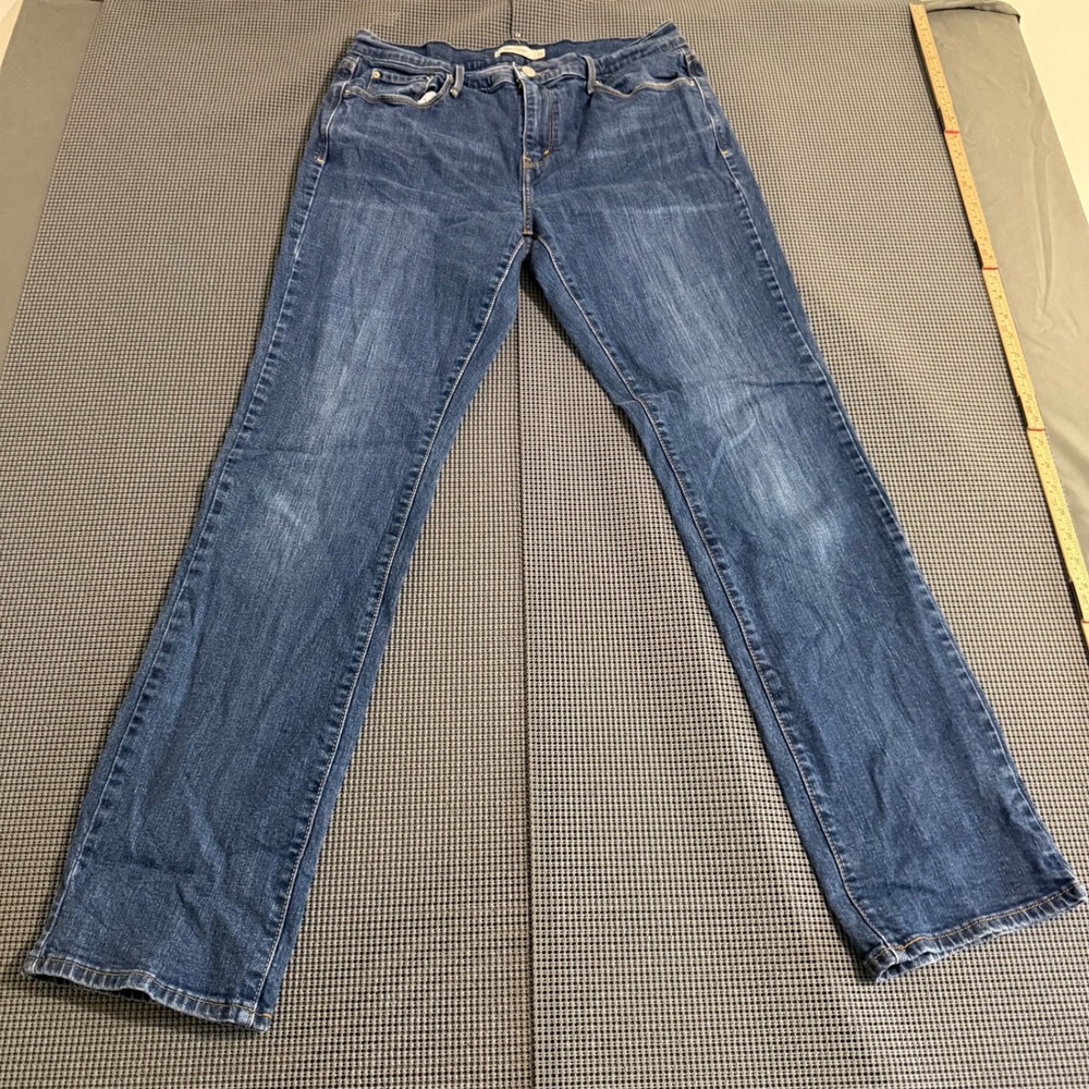 Levis 505 Straight Leg Blue Denim Jeans Womens Size 12 Medium Wash